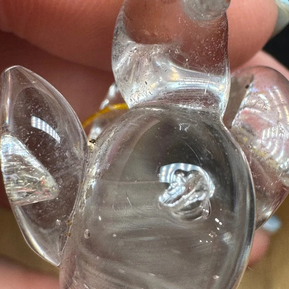 Vintage Hand Blown Clear Art Glass Bird Ornament Figurine 2